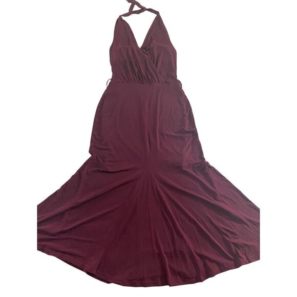 Vintage Shaoe FX Burgundy Halter Neck Mermaid Maxi Dress - Medium - Picture 1 of 12